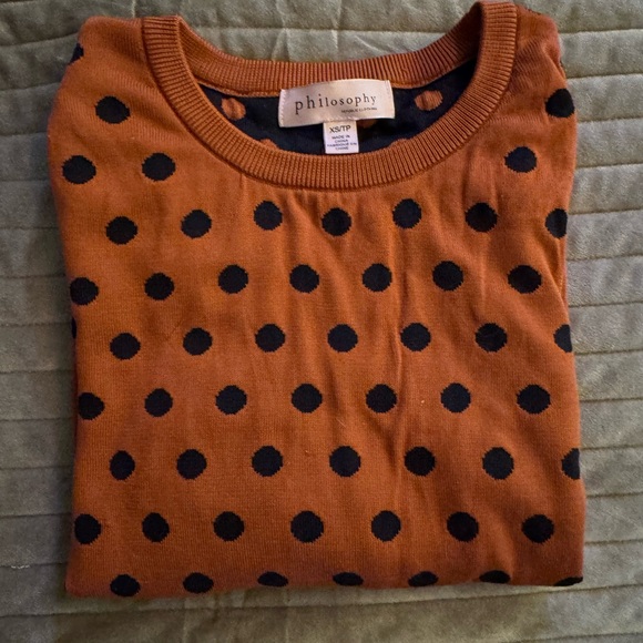 Philosophy Sweaters - Philosophy Rust and Black Polka Dot Knit Sweater